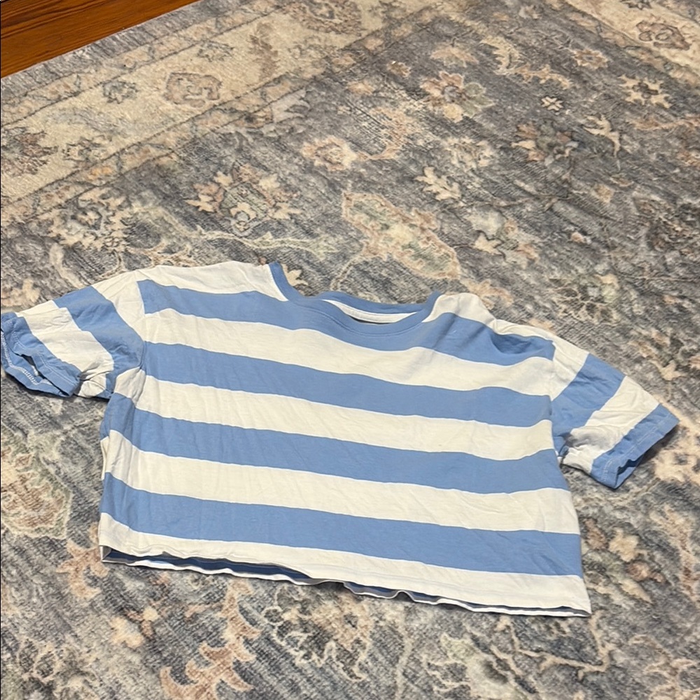 Hollister Striped Blue and White Crop Top